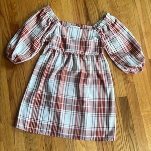 Monteau burnt orange and cream Checkered Dress